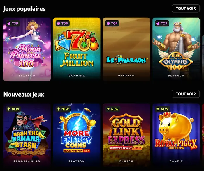 Instasino Casino games
